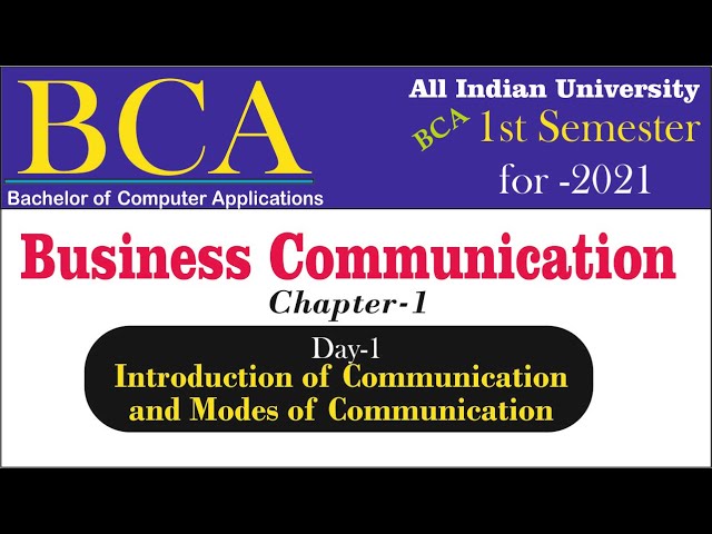 BCA Complete Solution | DAY-1 |Business Communication (Introduction & modes of busines communication