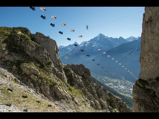 Wingsuit Vs Highline : Awesome Chamonix Brevent World Best Stunt Record Ever !