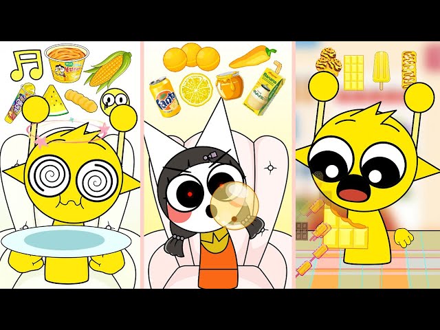 『Color food』Random Yellow food MUKBANG🌽🧀 | Incredibox Sprunki 2D Animation | Hanie Moon