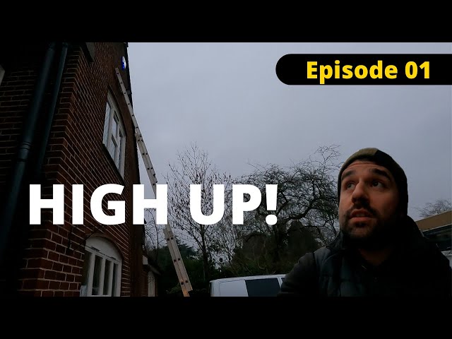 Ep 01: HIGH UP! | Installing PIR LED floodlight UK electrician