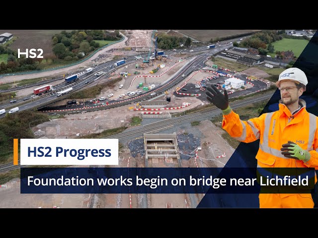 Foundation works begin on key HS2 bridge in Staffordshire