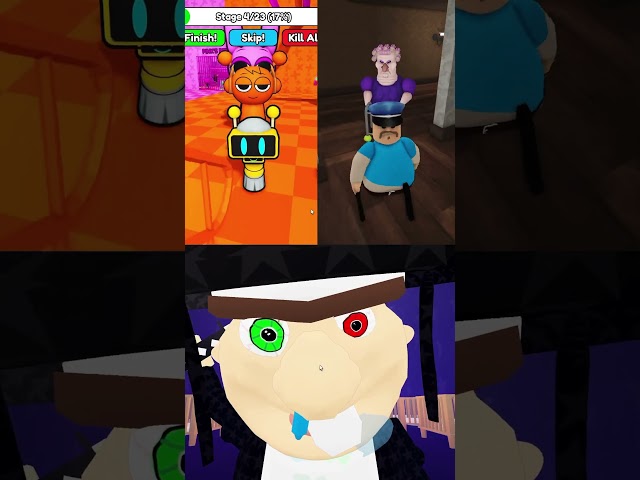 Jumpscare Pink Vs Orange Sprunki Barry’s Run Vs Grumpy Gran #roblox #obby