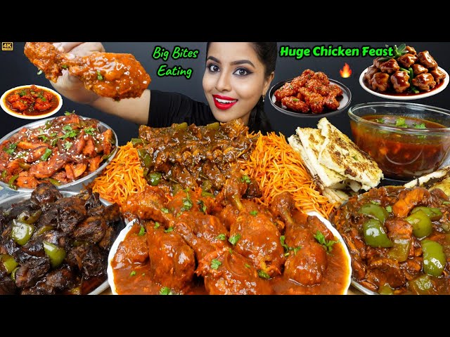 ASMR Eating Spicy Dragon Chicken,Chinese Chicken,Fried Rice,Leg Piece,Noodles ASMR Eating Mukbang