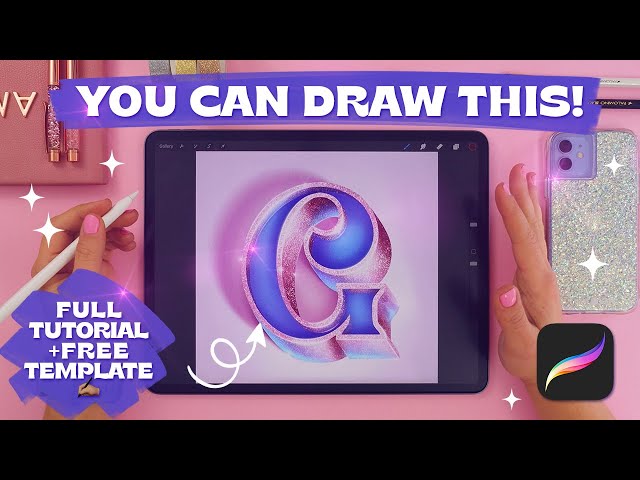 Draw a Glitter Letter in Procreate | Step-by-step Tutorial + FREE Template