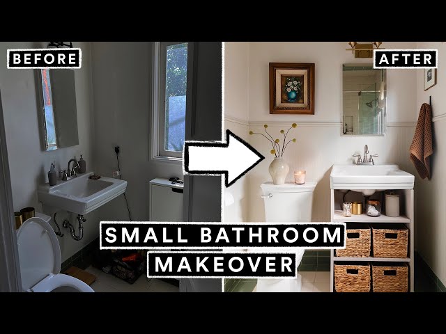 EXTREME $350 SMALL BATHROOM MAKEOVER (Rental Friendly) + DIY Bead Board Walls & Vanity