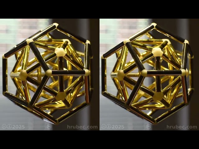 Gold Duality: Icosahedron in Dodecahedron (stereoscopic display)