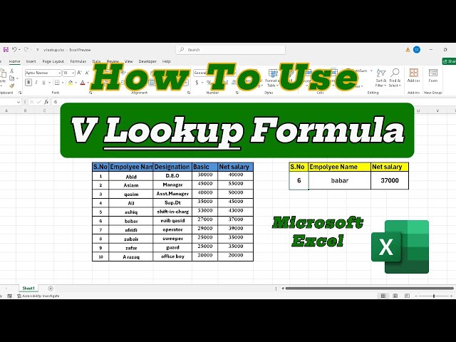 How To Use VLOOKUP Formula in Microsoft Excel | VLOOKUP in Excel | Excel VLOOKUP #exceltutorial