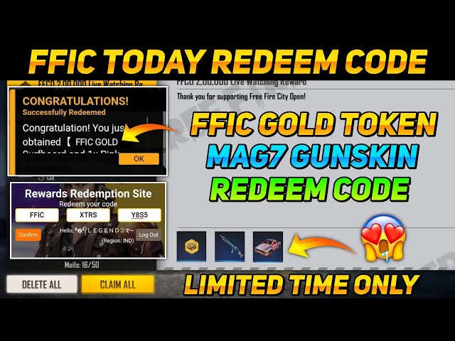 TODAY REDEEM CODE FREE FIRE | FFIC GRAND FINAL REDEEM CODE