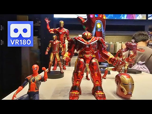 3D 180VR 4K Spiderman, Iron Man, Hulkbuster and Venomized Iron Man in Marvel Avengers Shop