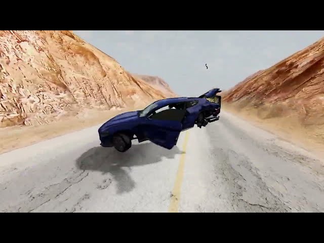 Downhill without brakes on a mountain road with Mustang GT in BeamNG