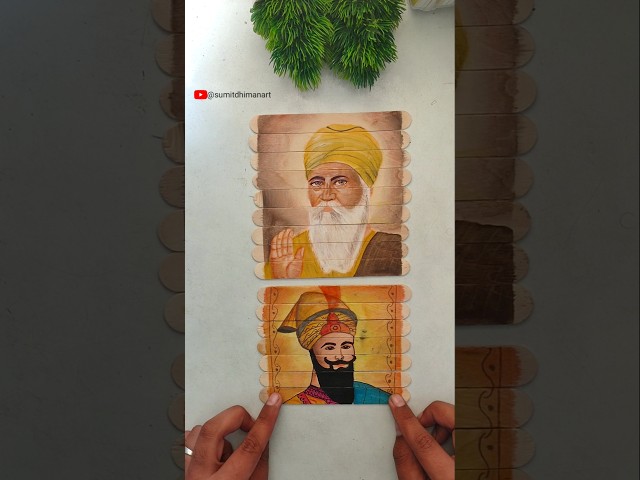 🥰🙏 waheguru ji Drawing on stick 😱#gurunanakdevji #gurugranthsahibji #wmk #drawing