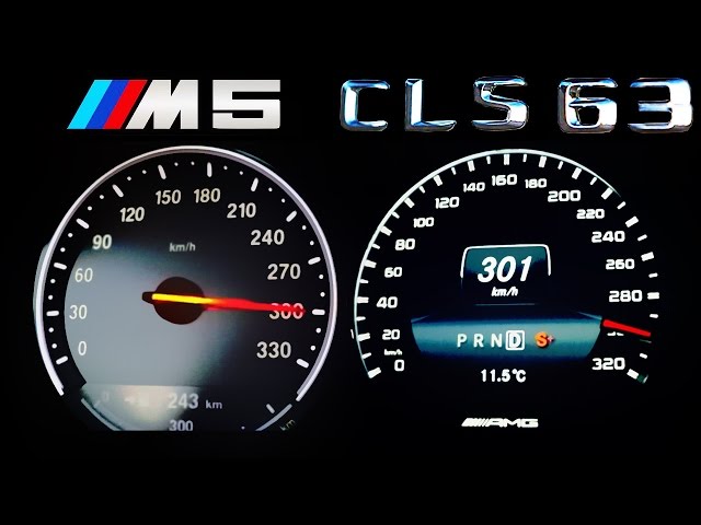 BMW M5 vs Mercedes CLS 63 AMG Acceleration 0-300 Onboard V8 Sound F10 C218