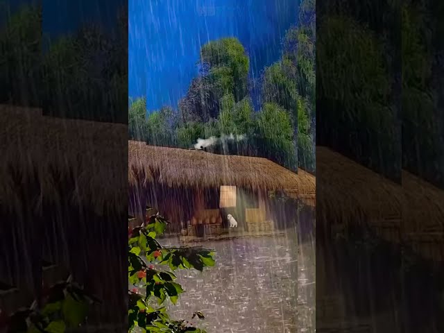 High Rain 🌧 🌧 In Beautiful Village With Sound || Meditation || Relaxation || #shorts #highrain