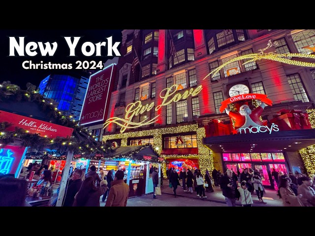 4K NYC Christmas Walk | Macy's Outdoor Holiday Market & Festive Windows!  ✨