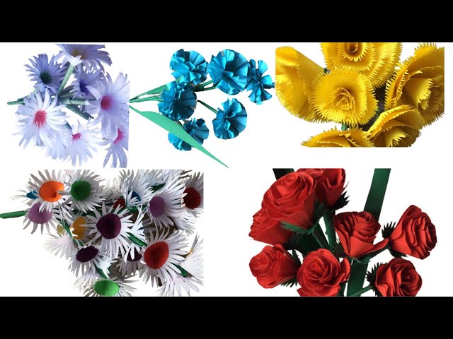 flower bouquet ideas, paper flower craft, easy flower making