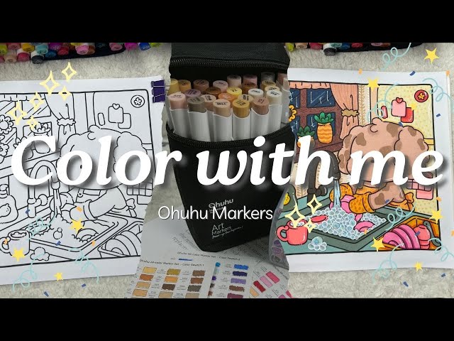 ASMR Color with me: Bobbie’s Cozy Days | Ohuhu Markers | How to do Wood & Bubble Effect🎨