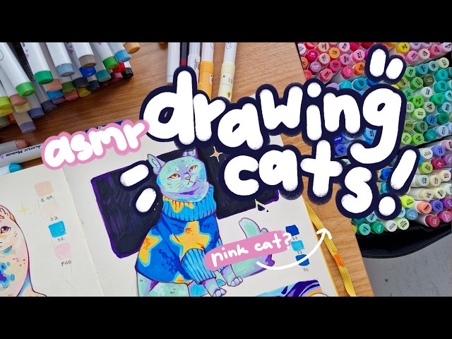 ⭐asmr cat drawing session || lets fill a page