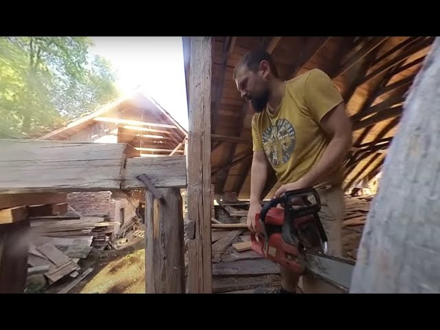 #101 Cutting Masive 15 meters long roof beam #360video | no edit