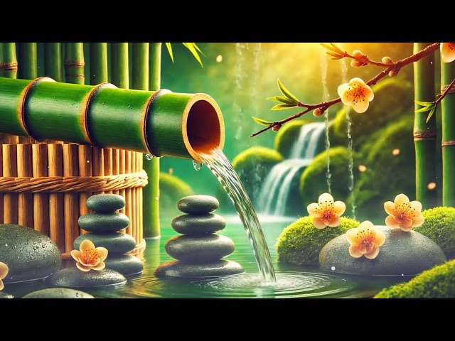 Bamboo Water Fountain + Relaxing Music - Meditation Music, Stress Relief Deep Sleep and Nature Sound