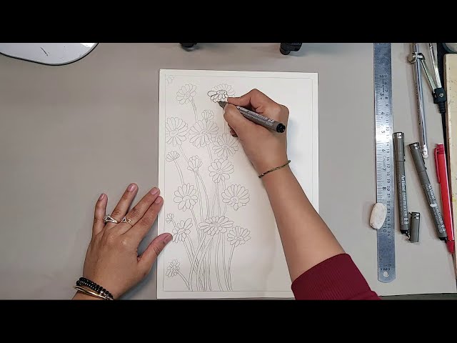 Draw With Me | Mandala Art | Mandala Drawing With Flowers Pattern|  Live