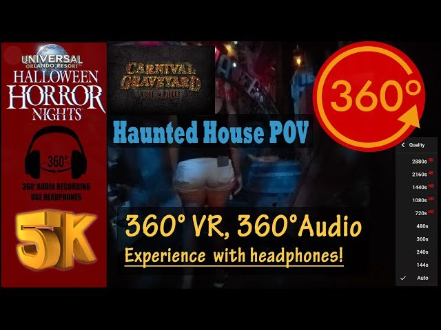 Carnival Graveyard Haunted House - HHN2018, Universal Studios Orlando [5K 360° | 360° Audio]