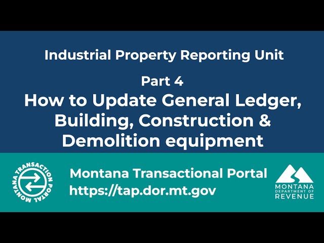 Industrial Property Reporting. Part 4. Update general ledger building, construction equipment