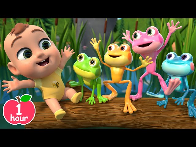 Five Little Speckled Frogs | Nursery Rhymes Compilation | Lalafun Animal Time