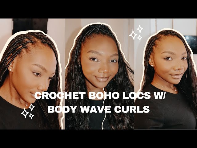 Crochet boho locs with body wave human hair curls | DIY