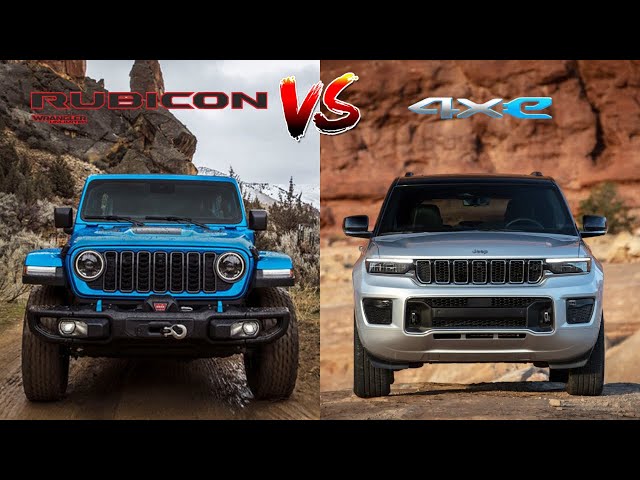 2025 Jeep Grand Cherokee Trailhawk 4xe vs 2025 Jeep Wrangler Rubicon 4xe Compared | Segment Battles!