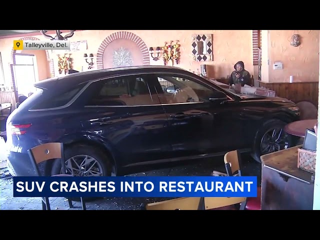 SUV goes through wall, into restaurant dining room after crash in Delaware