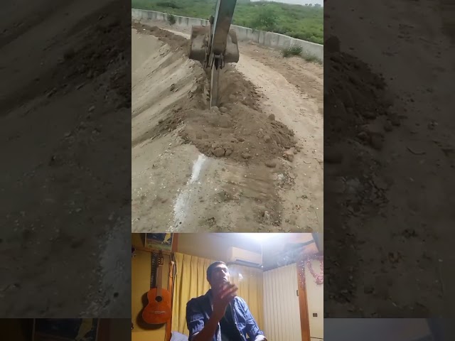 excavator - Dig a trench on the curve  #excavator #construction #shorts