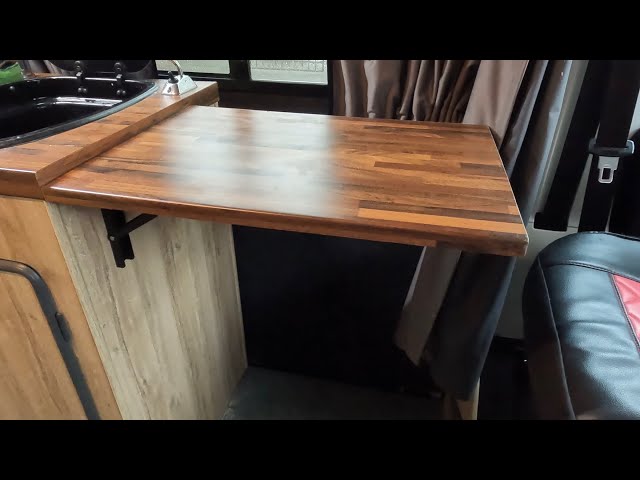 Campervan folding worktop extension-How to make and install.