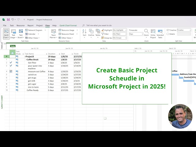 Build a Basic Project Schedule in Microsoft Project 2025