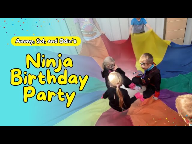 Odin, Ammy and Sol on their 5th and 7th birthday NINJA party 2024