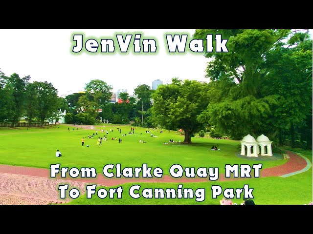 [4K] Walking from Clarke Quay MRT to Fort Canning Park (Singapore)