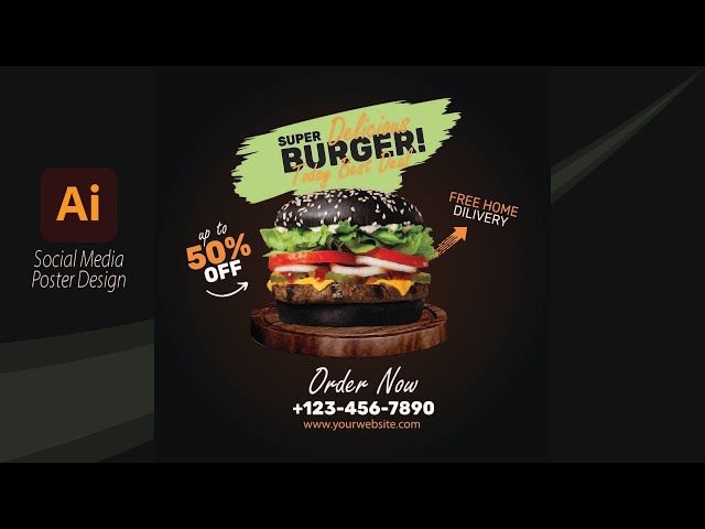 Illustrator CC Tutorial | Graphic Design | Professional poster Design|Burger Design