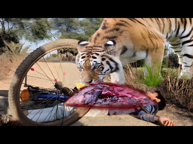 Tiger Attack On Village Boy in Forest | tiger attack in jungle, royal bengal tiger attack