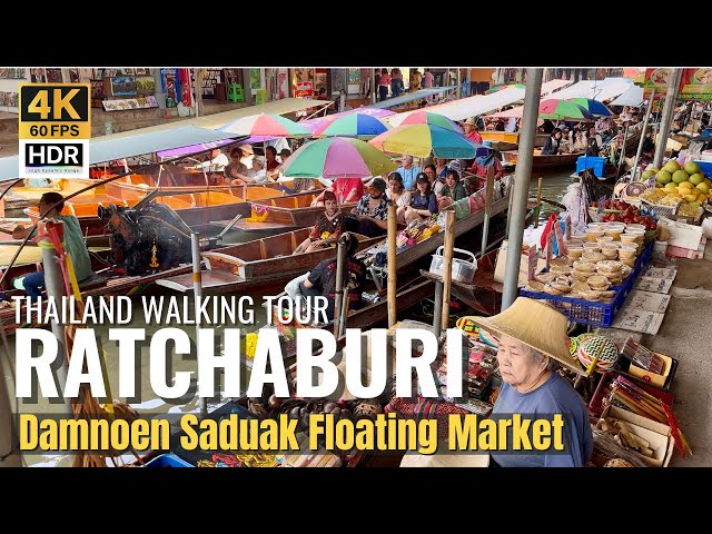 [RATCHABURI] Damnoen Saduak Floating Market "Thai Street Food Along Lively Canal"| Thailand [4K HDR]