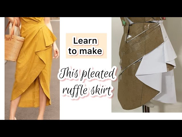 RUFFLE PLEATED SKIRT PATTERN DRAFTING CLASS DAY 52/100 #sew #patternmaking #patterncutting #top