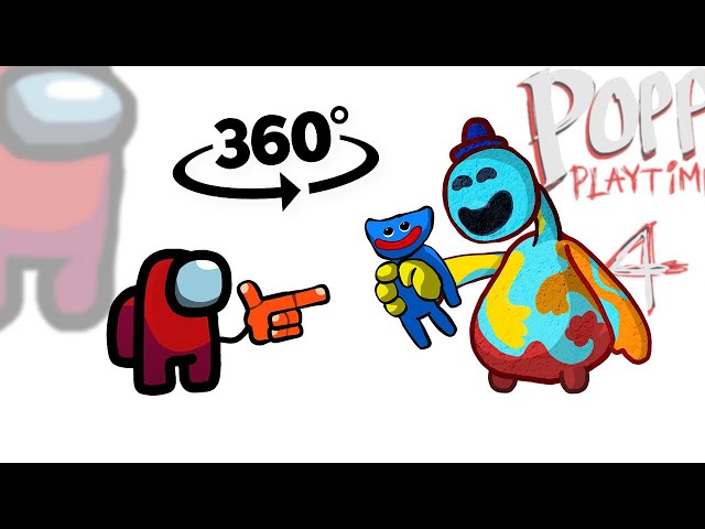 360° VR | Mini Crewmate Kills Poppy Playtime Chapter 4 Characters | Among Us