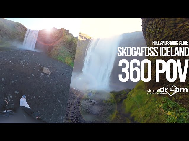 Skogafoss Iceland 360 VR Video - POV hike and climb the waterfall