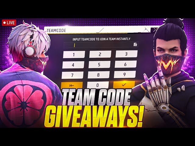 FREE FIRE LIVE CUSTOM ROOM GIVEAWAY | FF LIVE TEAM CODE GIVEAWAY | FF LIVE CUSTOM ROOM GIVEAWAY FF