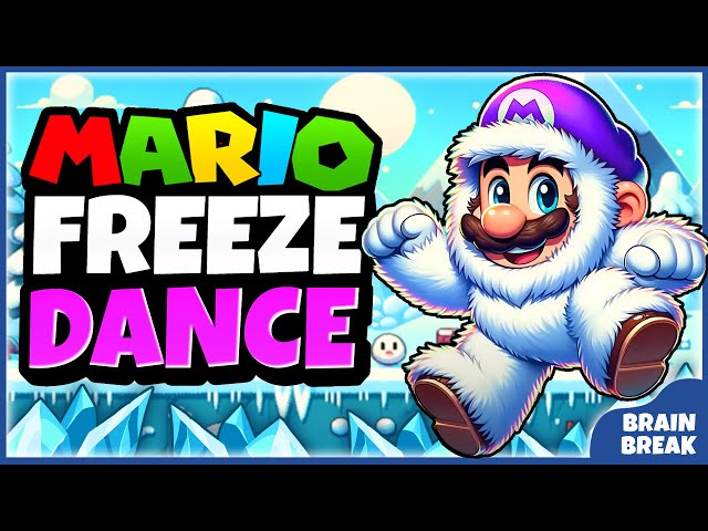 Winter Mario Yeti Brain Breaks | Floor Is Lava Mario - Danny Go! 🌋🌋 | Just Dance & Chase