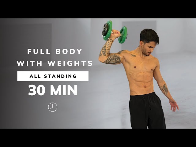 30 Min FULL BODY DUMBBELL Workout - ALL STANDING - Strength Training At Home