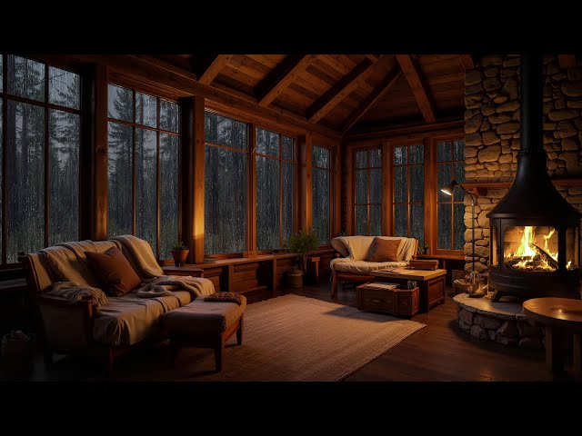 Relaxing Fireplace and Rainforest Rain – Rain Sounds for Sleeping and Relieve Sleep Disorders