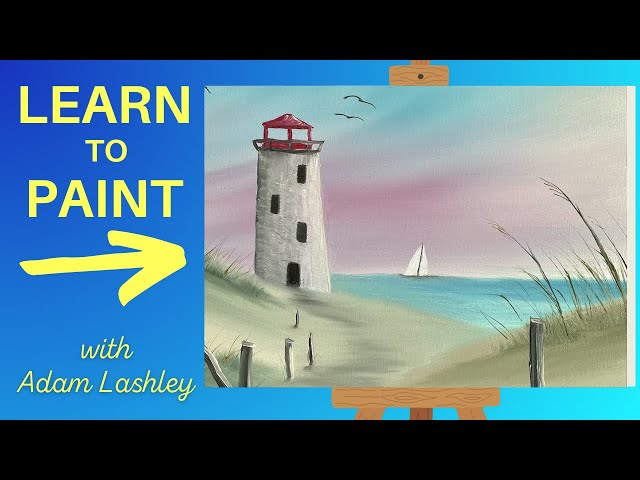 Beach Lighthouse | Paint with Adam | Wet on Wet Technique | Oil Painting For Beginners