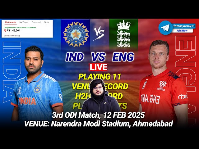 🔴LIVE IND vs ENG Prediction | IND vs ENG | India vs England 3rd ODI 2025