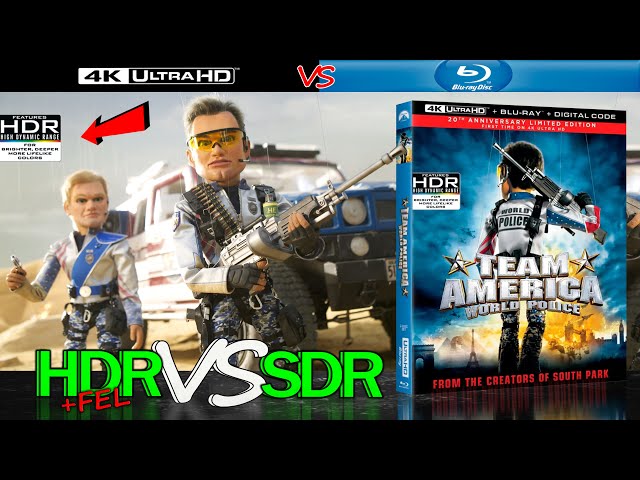 Team America World Police 2004 HDR ANALYSIS 4K Blu Ray vs 1080p BD SDR 100nits #TRUE_DIFFERENCE