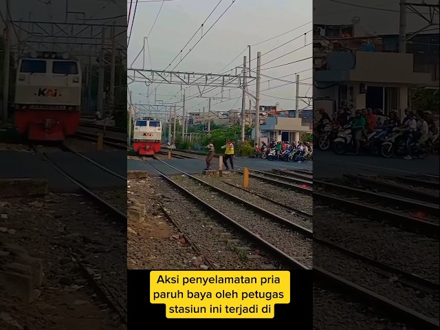 Almost hit by a train ‼️ Middle-aged man saved by KAI security at the Ps. Senen crossing. #shorts