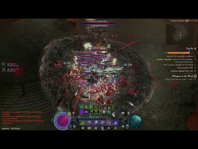 [Diablo 4] (Season 7) Pit 116 clear - Shadowpiercer Necro